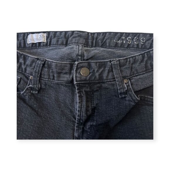 Gap Real Straight Black Petite Jeans 32R Mid-Rise Stretch Denim Classic Fit Wome - Picture 9 of 13